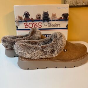 BOBS FROM SKECHERS SLIP ON MULES, SIZE 8, CHESTNUT, BRAND NEW